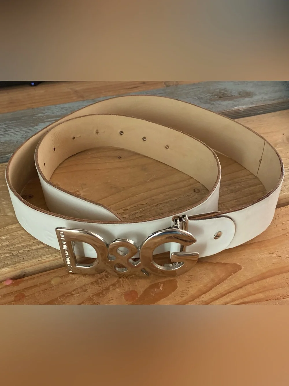 Vintage Dolce & Gabbana D&G 1990s White Belt + Silver buckle